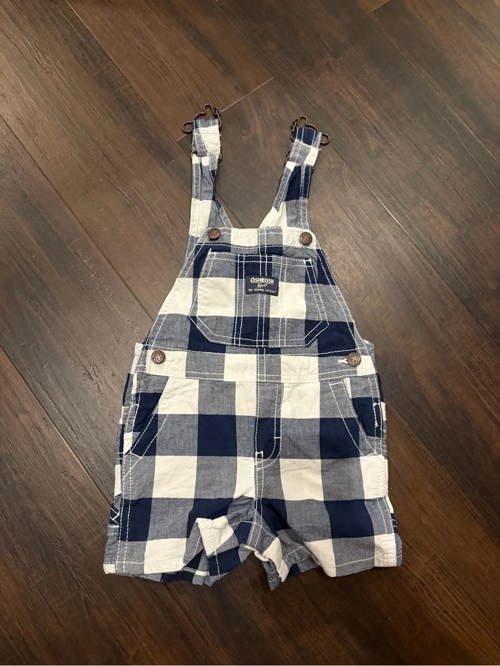 OshKosh B’gosh Gingham Overalls Baby Boys 12 Months Cotton